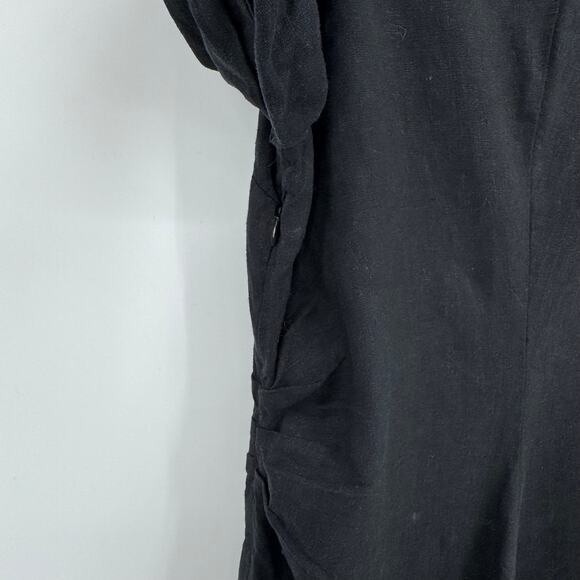 A New Day Women's Black Linen Short Puff Sleeve Mini Sundress Size 16 - Picture 7 of 11